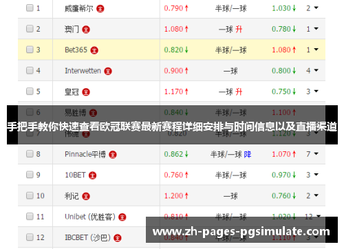 手把手教你快速查看欧冠联赛最新赛程详细安排与时间信息以及直播渠道